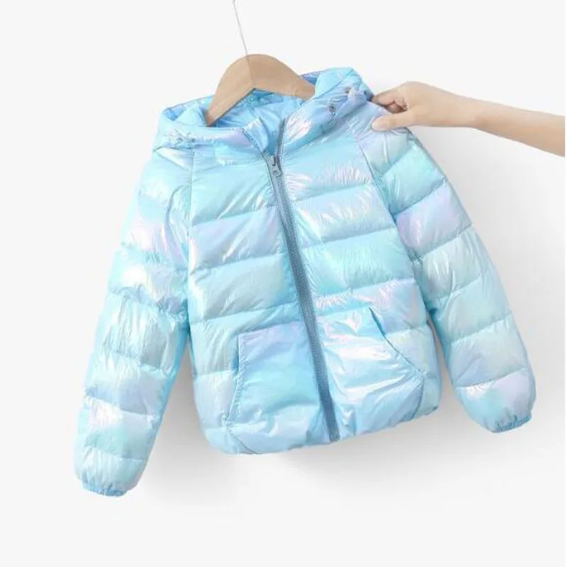 Winter hooded warm down jacket 2-8year old boys girls letter printing color focus coat Korean version fashionable child clothing