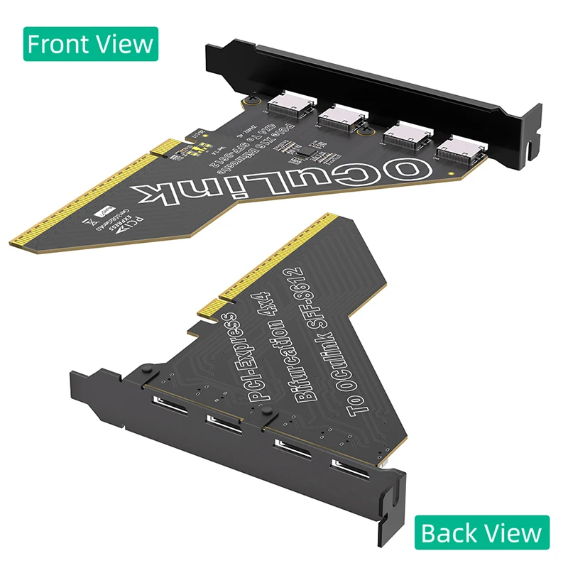 PCI‑E X16 Gen4 To 4Port SFF‑8612 OCuLink Bifurcation Card Riser PCIe X16 To Quad SFF8612 OCuLink Converter For Desktop Server PC