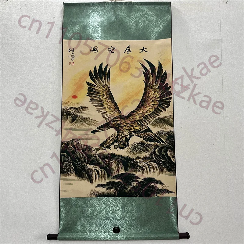 

Китайская старинная настенная роспись на рисовой бумаге: картина Лю Цзилу с изображением великого пегана, расправляющего крылья.