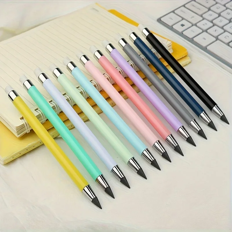 24pcs/12pcs Round Everlasting Pencils That Do Not Require Sharpening, Resistant to Breakage, with Anti-Loose Lead And an Eraser