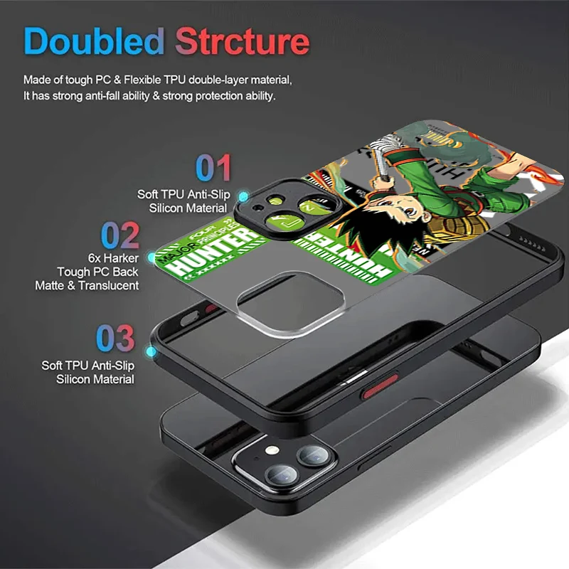 Hunter X Hunters Phone Case For iPhone 15 14 13 12 11 Pro Max mini X XR XS 7 8 6 Plus SE 2020 Matte Hard Shockproof Bumper Cover image 6