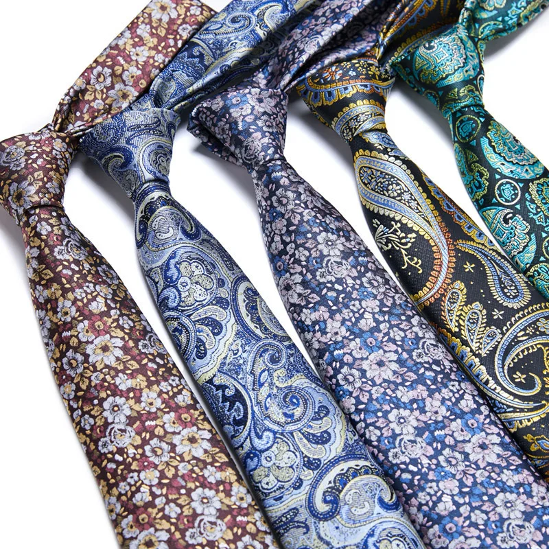 2024 New Design New Trend style cheap jacquard hand-made polyester silk cashew flower tie for men blue formal business tie