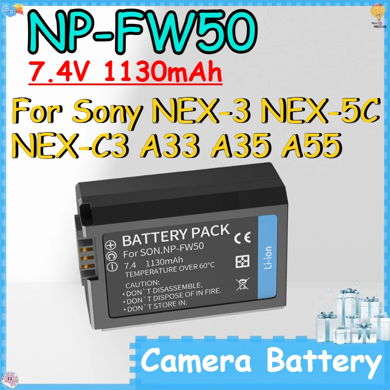 NP-FW50 7.4V 1130mAh Camera Battery for Sony NEX-3 NEX-5C NEX-C3 A33 A35 A55 Lithium-ion Rechargeable Batteries
