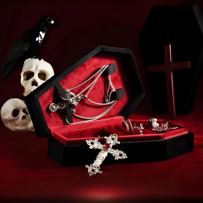 

Personalized Halloween-Style Storage Box, Velvet Jewelry Storage Box, Ring, Necklace, Stud Earrings Storage Box