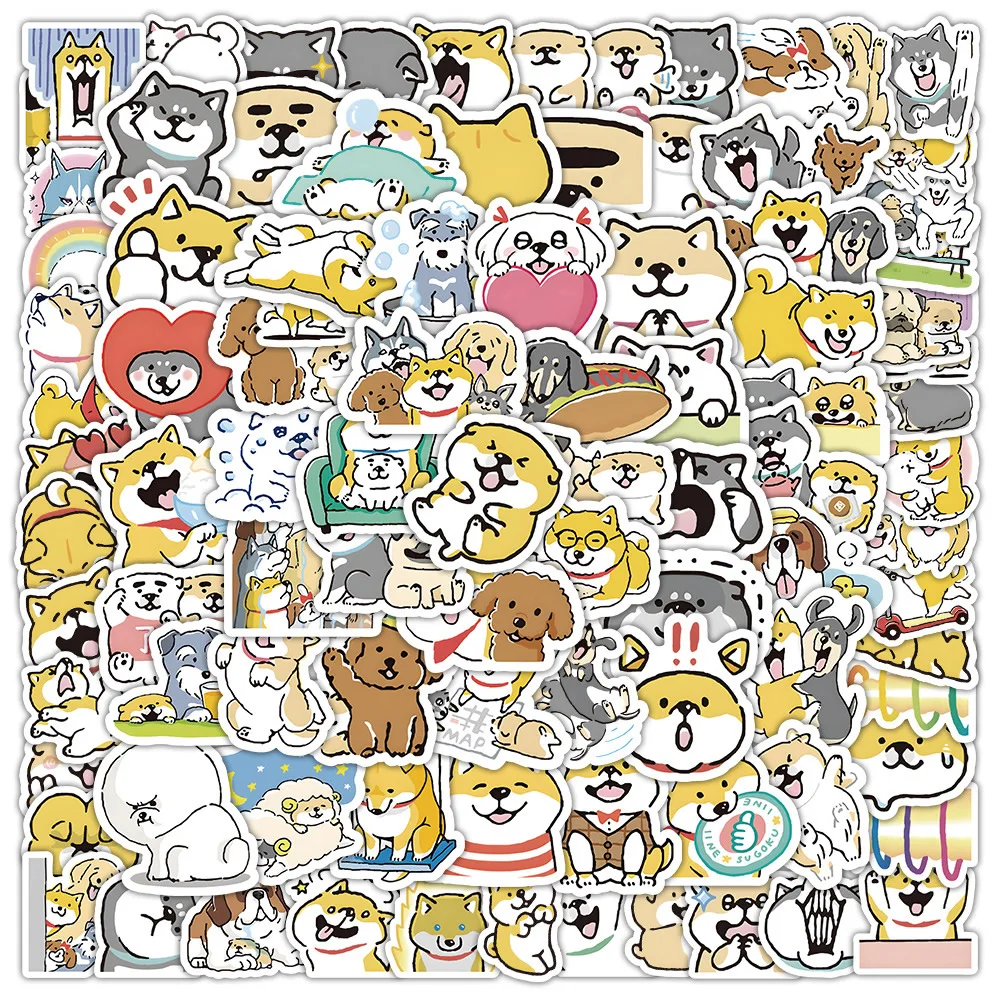 10/50/100p Funny Cute Dogs Sticker Kawaii Shiba Inu Aesthetic Stationery Diary Decoration Vintage Children\'s Stickers Pack