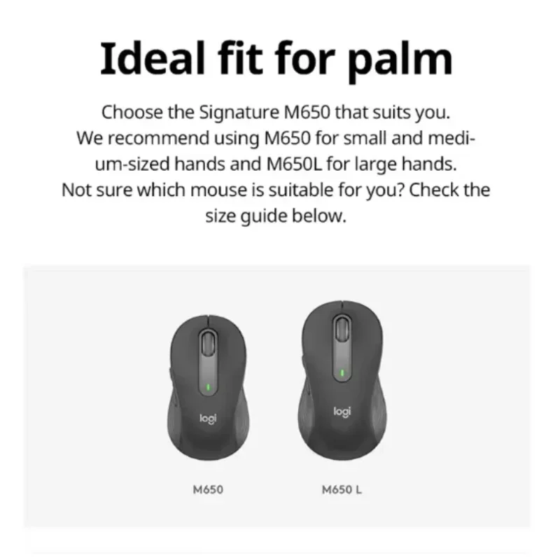 Logitech M650/M650L/M750 Wireless Silent Mouse Ergonomic with  Smooth Scroll for Laptop PC Plug and Play, Not G HUB-Supported