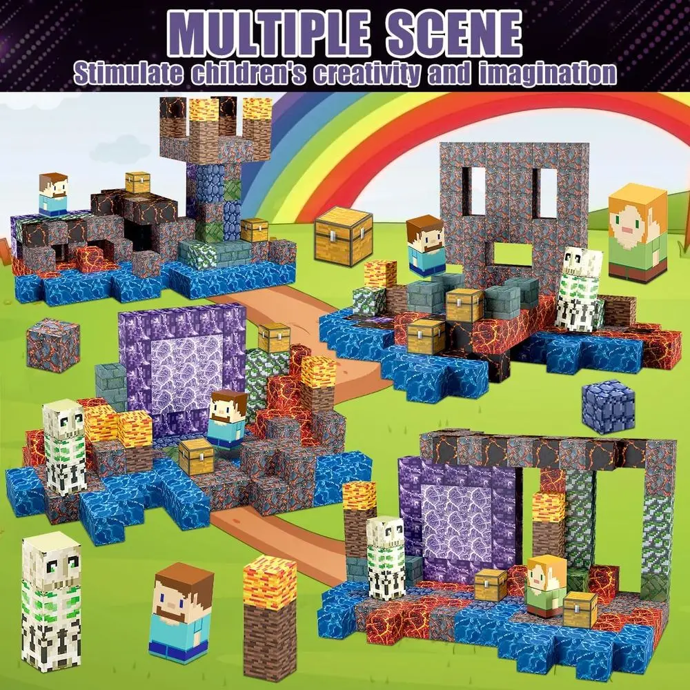 Set di blocchi magnetici per bambini, giocattoli STEM da 213 pezzi, ideali per ragazzi e ragazze dai 3 anni in su, regalo perfetto per il compleanno o il Natale