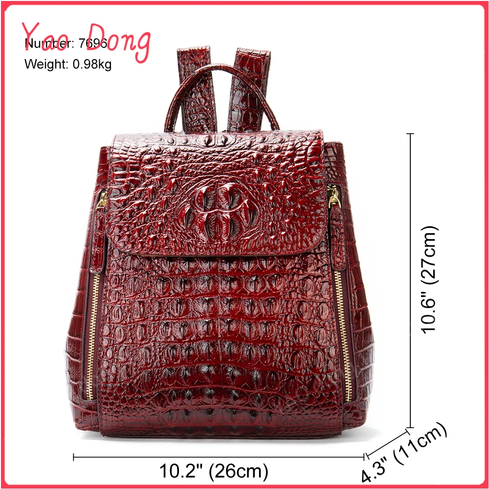 Yao Dong WESTAL Real Leather Laptop Backpack Fashion Travel Bags Daypack for Women Crocodile Pattern School Backpack for Girls 7