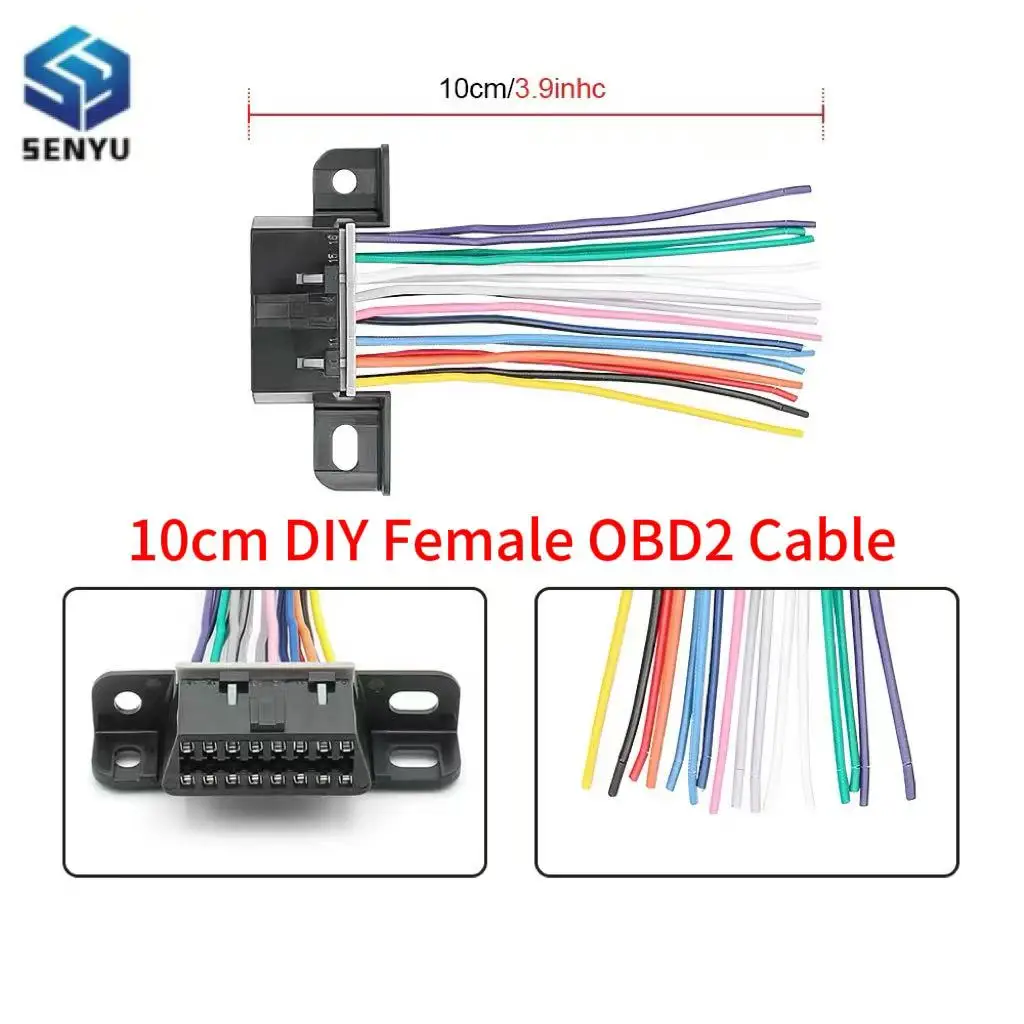 OBD2 16pin Female Plug Extension Cable OBDII J1962 DIY Auto Scanner Cable 10cm Car Diagnostic Auto Tool OBD 2 Connector Cables
