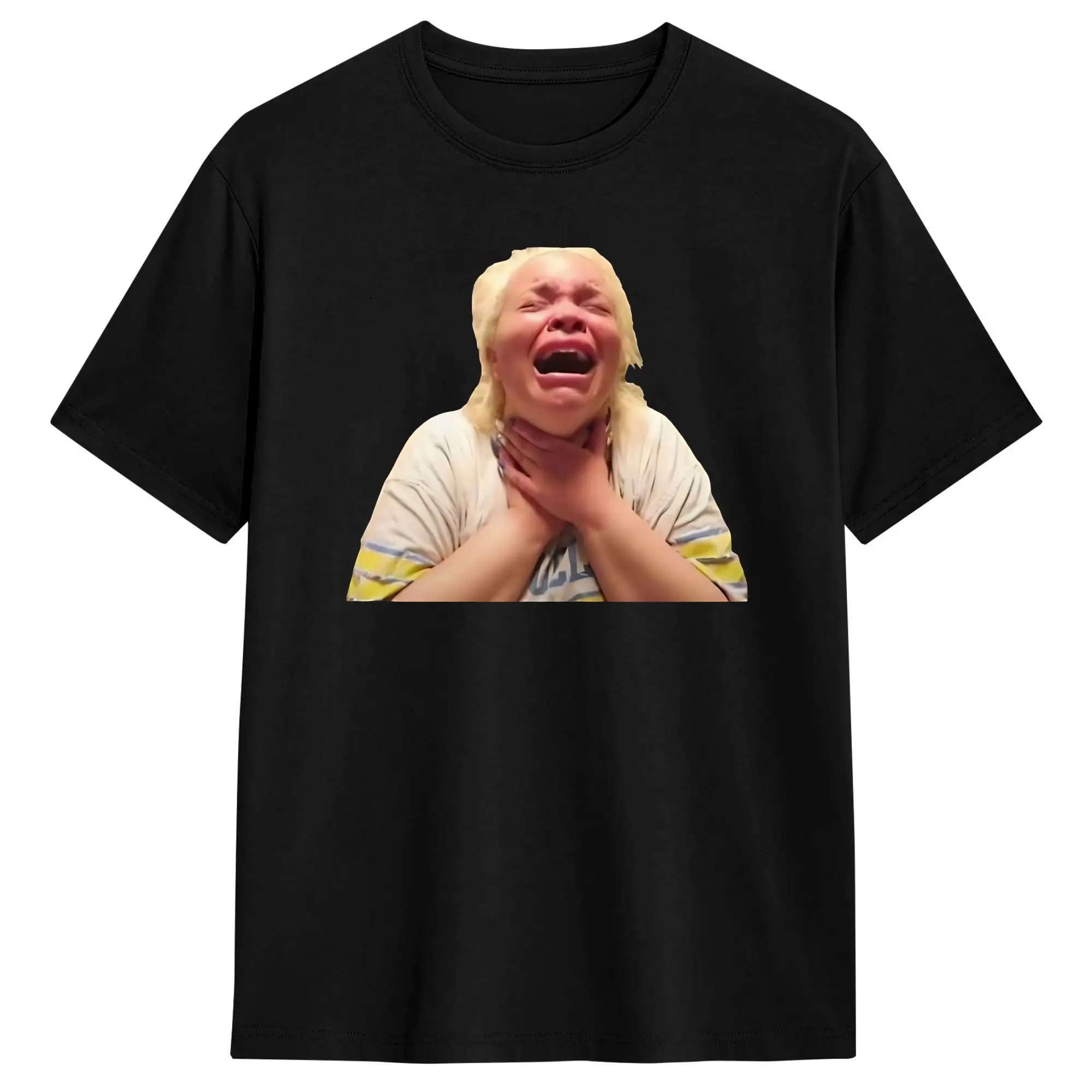 Trisha Paytas Crying T-Shirt Summer  Hip Hop T-Shirts Men Pure Cotton O-Neck Oversize Top Tees Short Sleeve Y2K Funny Tops