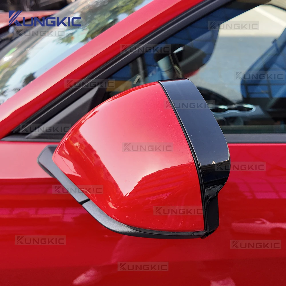 LHD سيارة لفورد موستانج S650 GT Dark Horse EcoBoost 2024 2025 2026 2027 لامع أسود مرآة الرؤية الخلفية المطر الحاجب الإطار ملصق #3