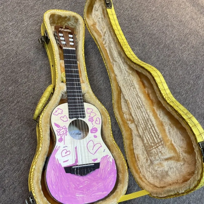 26 Inch Leather Ukulele Box Fleece-lined Shockproof Waterproof Portable Yellow Hard Ukulele Case Musical Instrument Accessories