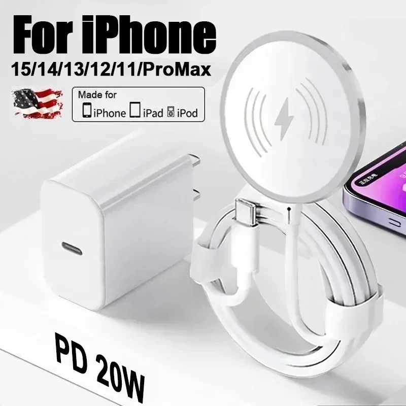 Original PD 20W Magnetic Wireless Charger For Magsafe iPhone 15 14 13 12 Pro Max X XS XR 8 Plus USB C Fast Charging Dock Station