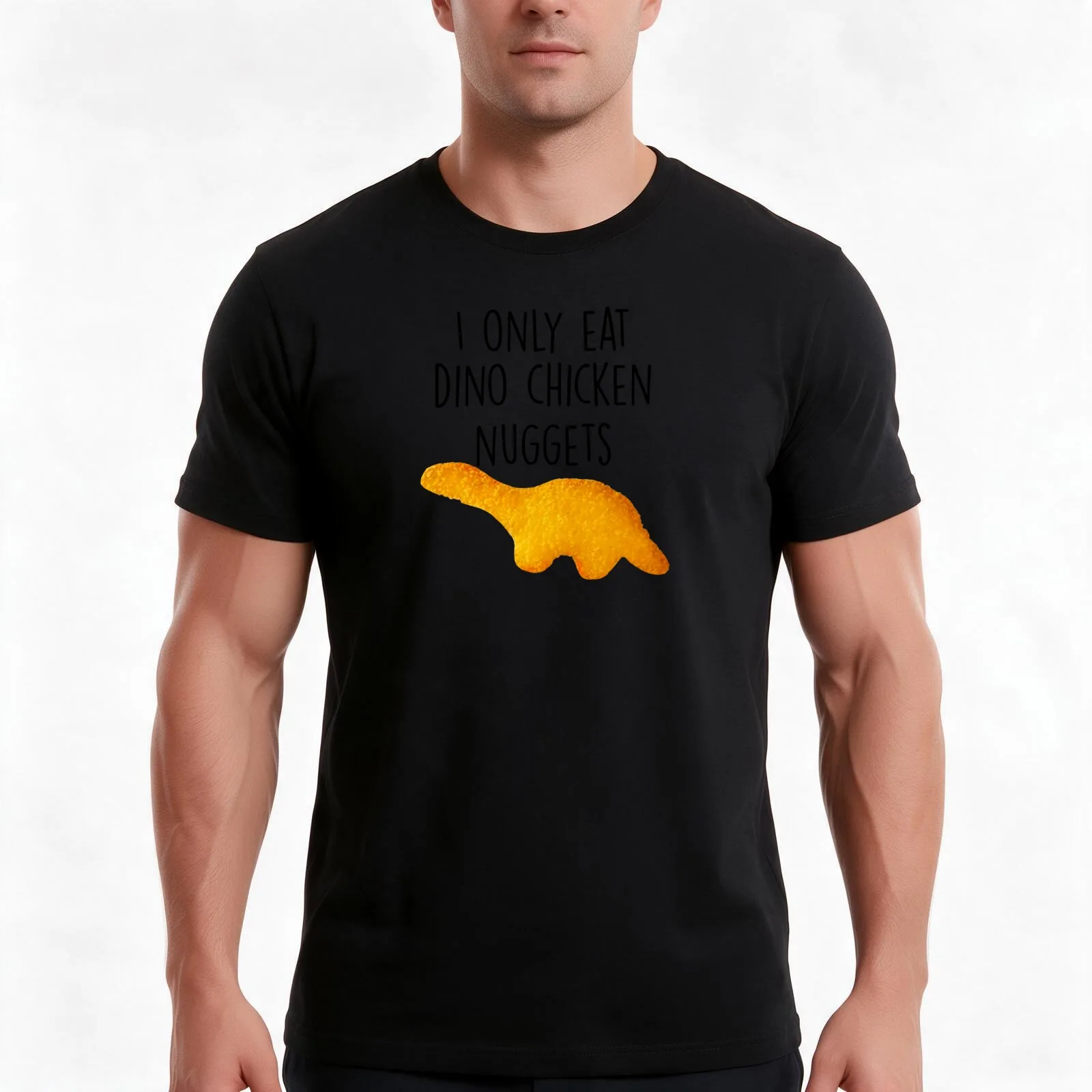 I only eat dino chicken nuggets T-Shirt, Summer Casual Cotton Tee, Oversized Streetwear Tops, Vintage Graphic Print, 100% Cotton