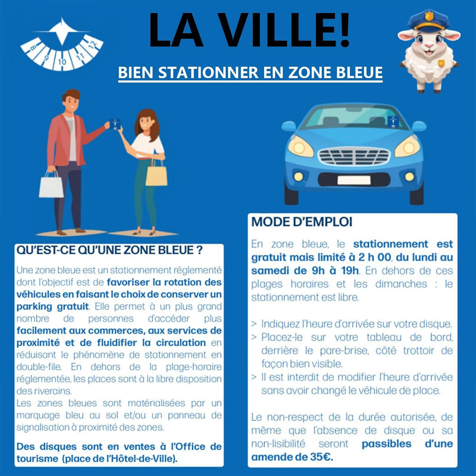 Lot De 1/2 أقراص ركن السيارة الزرقاء للسلامة على الطرق والتحكم في حركة المرور أقراص ركن السيارة الزرقاء للسيارة