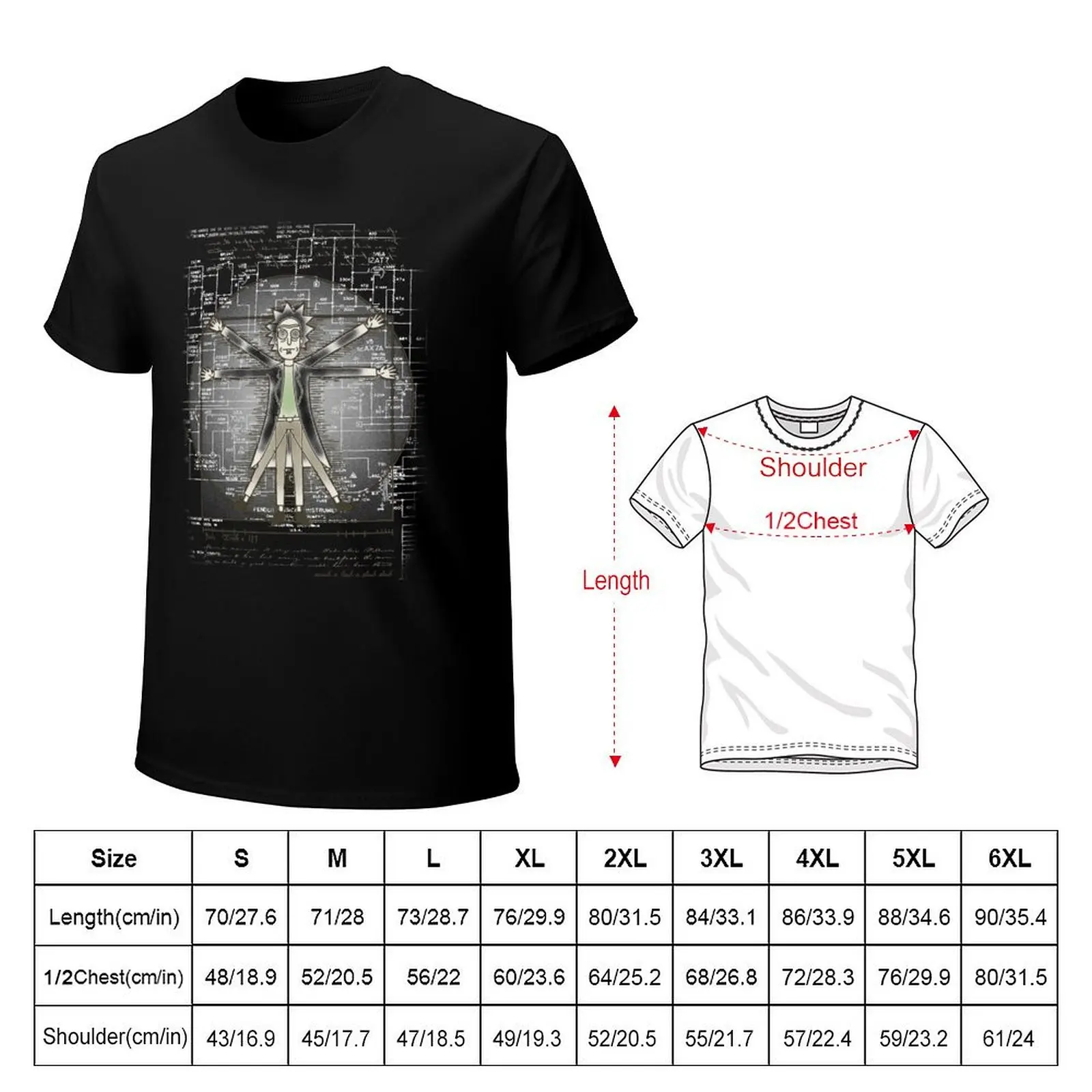 Vitruvian kakek kaus kebesaran pria, kaus grafis ukuran besar dan tinggi