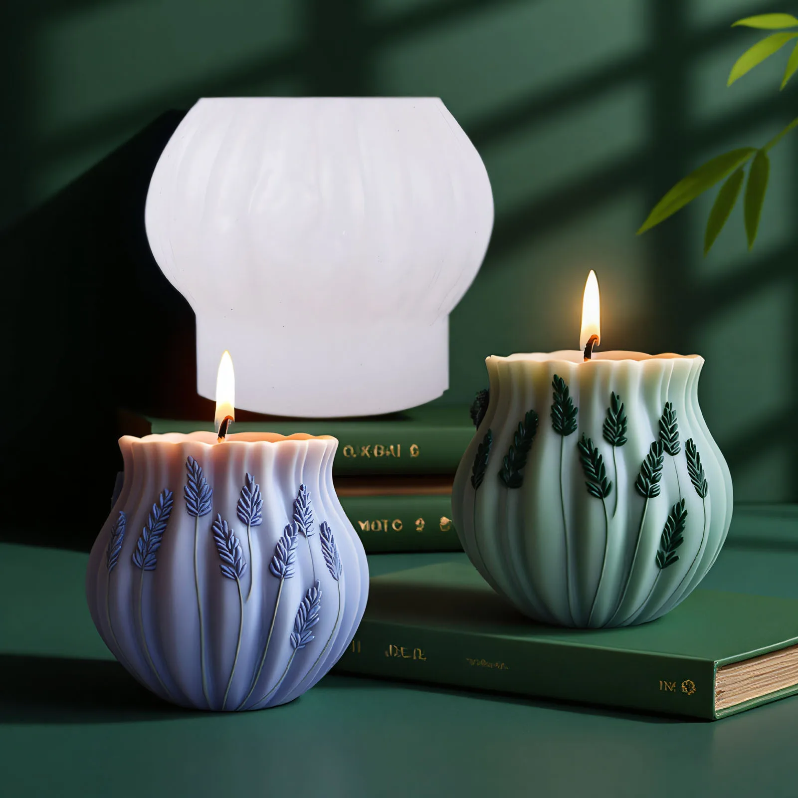 Lavender Silicone Candle Mold Cylinder Feather Lavender Aromatherapy Soap Ornament Craft Plaster Resin Mold Home Decor