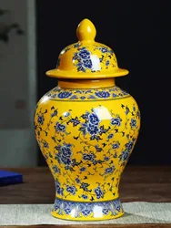 Jingdezhen-アンティークブルーとホワイトの磁器花瓶,フラワーアレンジメント,家の装飾,大きいサイズ