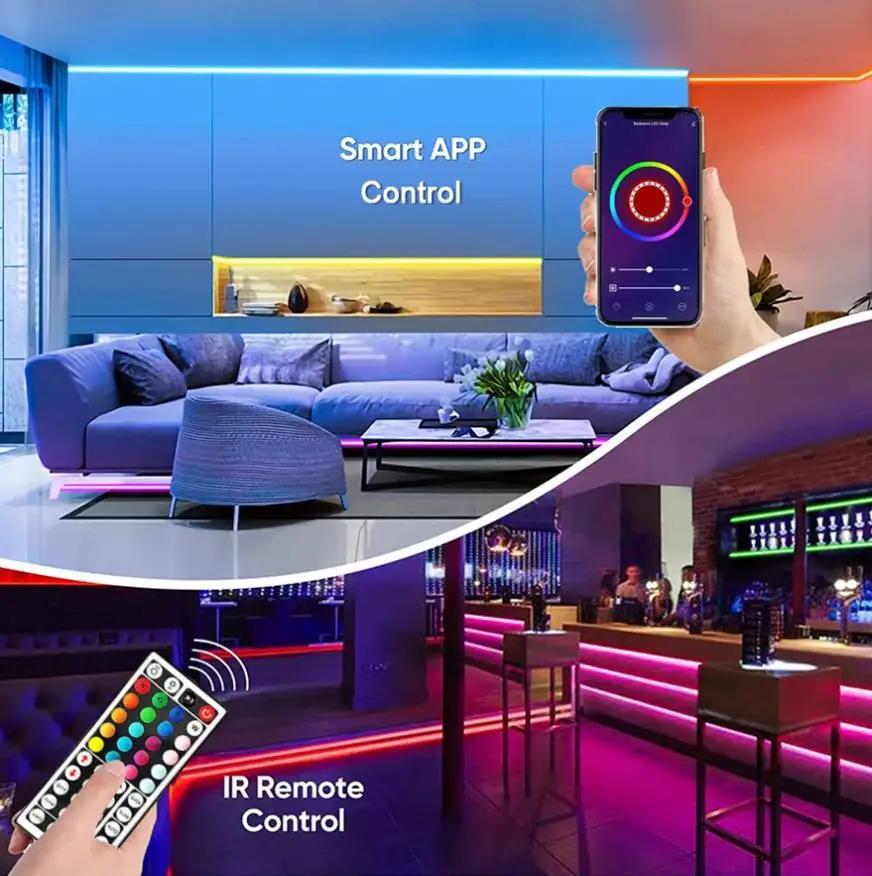 44 مفتاحًا IR للتحكم عن بعد 4Pin RGB مخرج مزدوج ذكي USB بلوتوث APP تحكم لـ 5 فولت 5050 2835 RGB LED قطاع ضوء باهتة