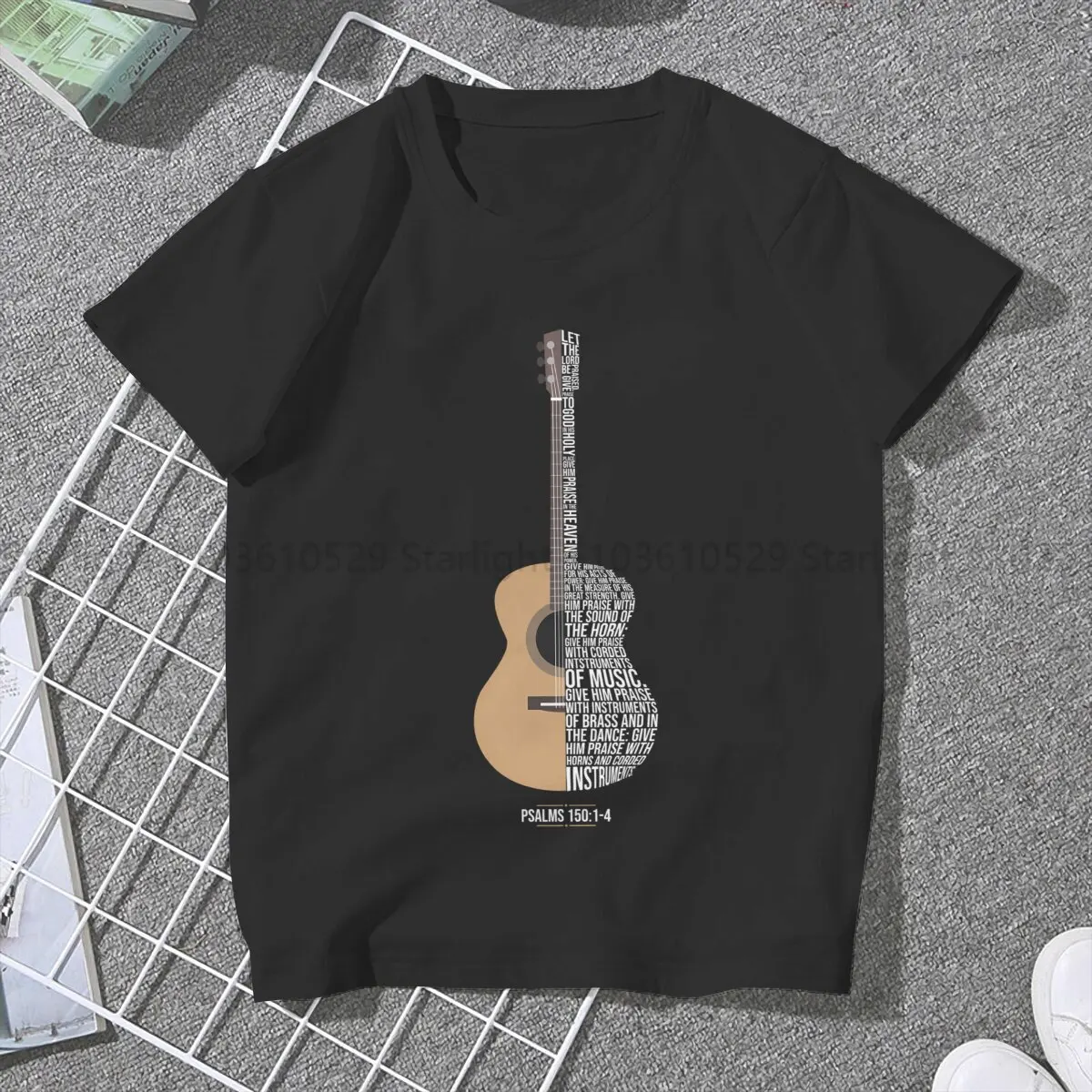 Music Art Women T Shirt Praise Him With Strings Psalm 150 Acoustic Female Tops Polyester Harajuku Kawaii Y2k Tees Ladies Tshirt