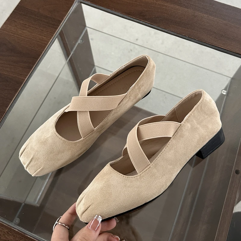 

Mary Jane Shoes Women pleated Square Toe Loafers fashion Low Heels Shallow Slides Vintage slip on shoes Black apricot Brown