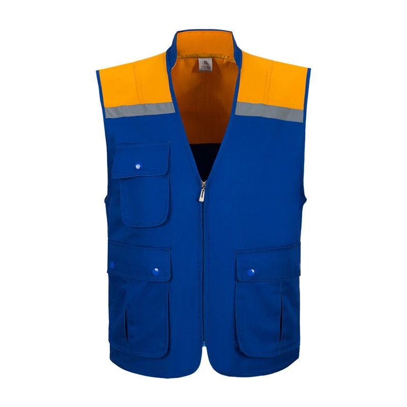 Night Reflective Vest With Logo Pockets Construction Protective Automobile Mechanical Maintenance Electrician Welder Workwear