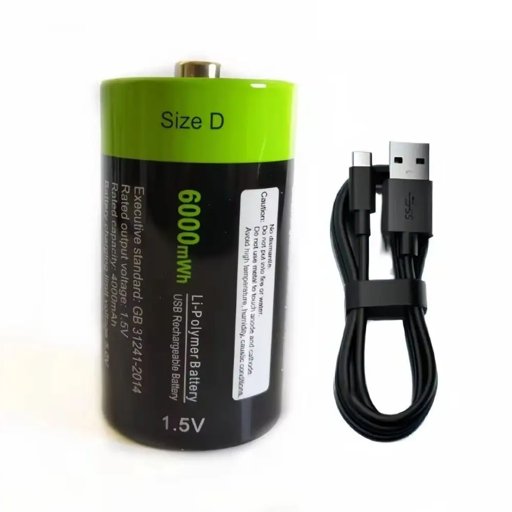1 pz/lotto 6000mWh batteria ricaricabile 1.5V D LIPO LR20 RC USB batteria ai polimeri di litio giocattolo torcia elettrica batteria aspirapolvere