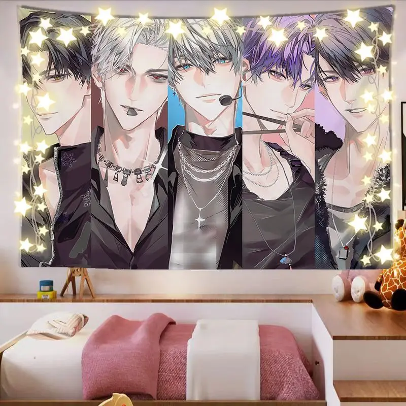 VIKAMA Love Deep Space Male Lead Blood Leather Wall Tapestry Anime Otome Dark Home Decor Rustic Charm Soft Durable Cozy Gift