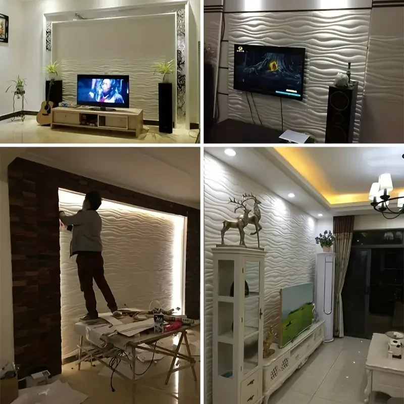 35x35 سنتيمتر مقاوم للماء مكافحة العفن والرطوبة واقية ديكور المنزل الجدار ملصق ثلاثية الأبعاد موجة الملمس ذاتية اللصق خلفية لغرفة النوم