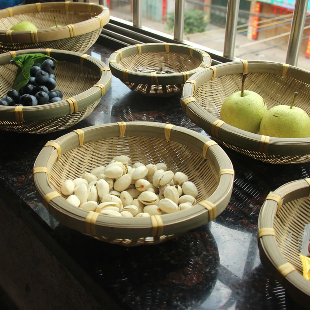 

Bamboo Woven Basket for Storage Desk ganizer Home Sundries Holder Small Baskets Potato Fruit Bathroom Container