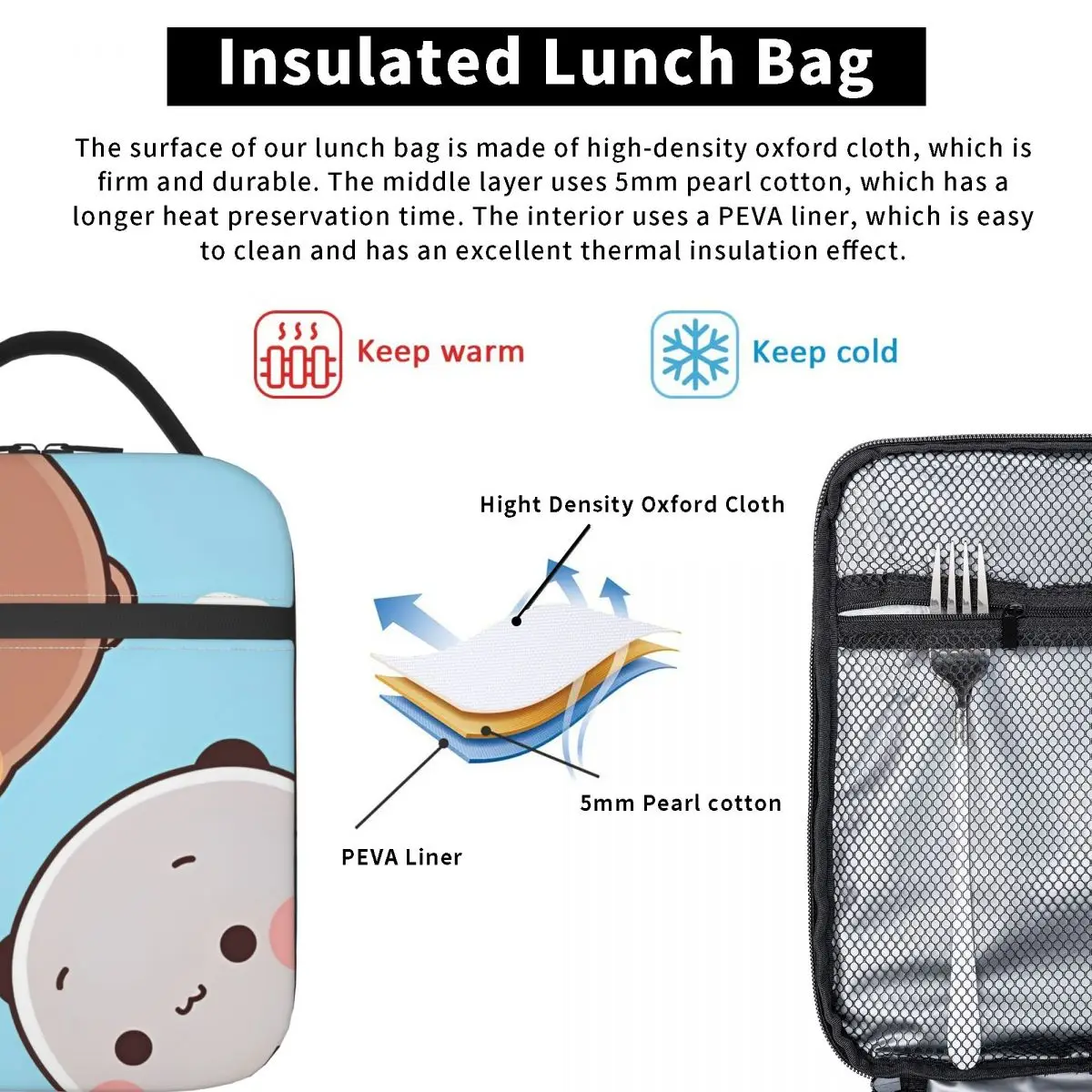 Bubu و Dudu سلسلة الغداء حقيبة للطفل طباعة علب الاغذية الترفيه السفر حقيبة للحفاظ على البرودة المحمولة مقاوم للماء أكياس الغداء الحرارية