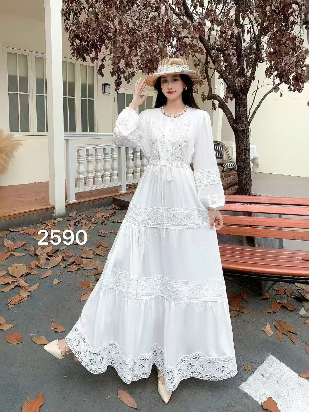 Vestido Largo de Encaje Morado Claro Estilo Retro para Mujer, Diseño Elegante con Cintura Ajustada, Vestido de Noche Elegante