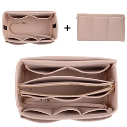 Makeup Organizer Bag Felt Cloth Cosmetic Insert Organizer Multi-Pockets Cosmetic Bags Large Capacity Detachable Handbag Insert