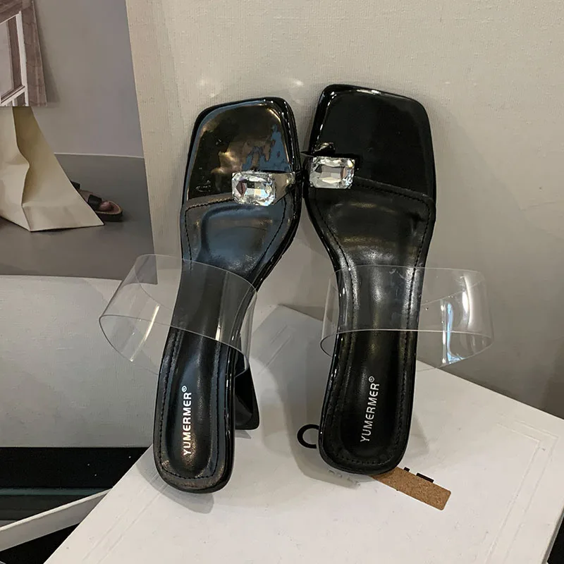 

2025 New Ladies Wedges Heels Pumps Slides Shoes Female Slip On Footwear Fashion Shallow Women Heeled Sandals Crystal Shoes