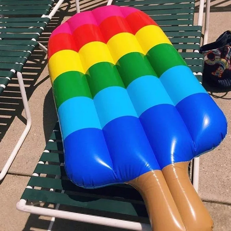Summer hot sale PVC popsicle air cushion rainbow inflatable pool   chair pool float is in stock view 4