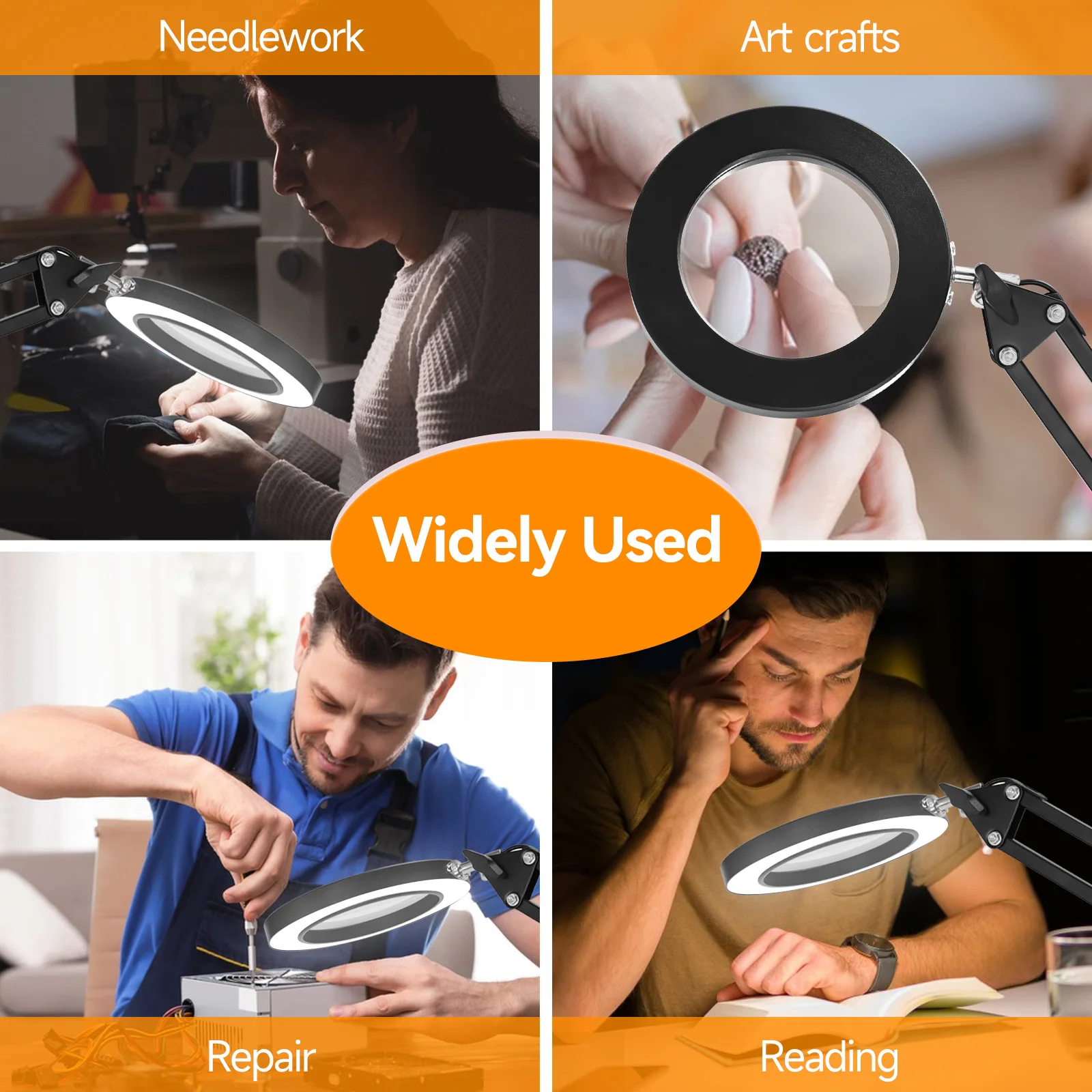 5X/10X beleuchtete Lupe USB 3 Farben LED Lupe für Lötkolben Reparatur/Tischlampe/Hautpflege Schönheit