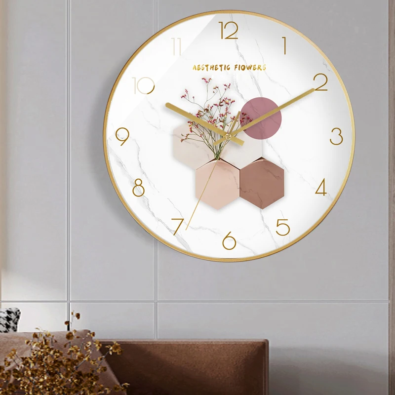 

Small Round Flowers Wall Clock Minimalist Girls Room Fashion Nordic Wall Clock Silent Unusual Reloj Digital Pared Home Decor