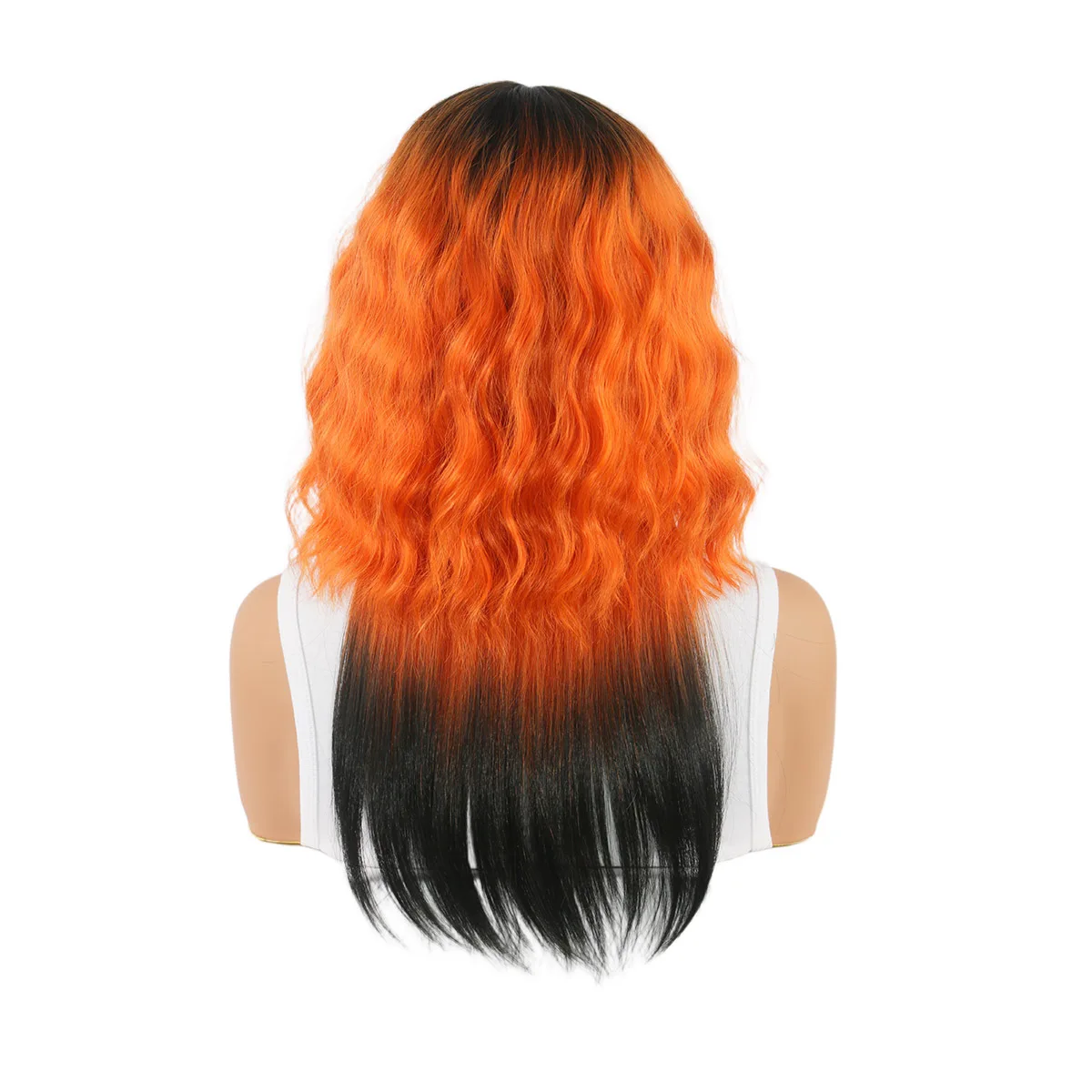 SQRDGQ باروكات صناعية عالية الجودة للمرأة الجديدة للحفلات التنكرية باروكات نسائية برتقالية سوداء شعر مستعار نسائي قصير مموج مائي #5