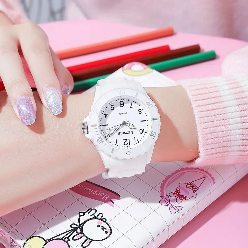Kids Exam Watch Girls Boys Elementary School Waterproof Imitation Drop Macaron Little Fresh Sport Jelly Candy Color