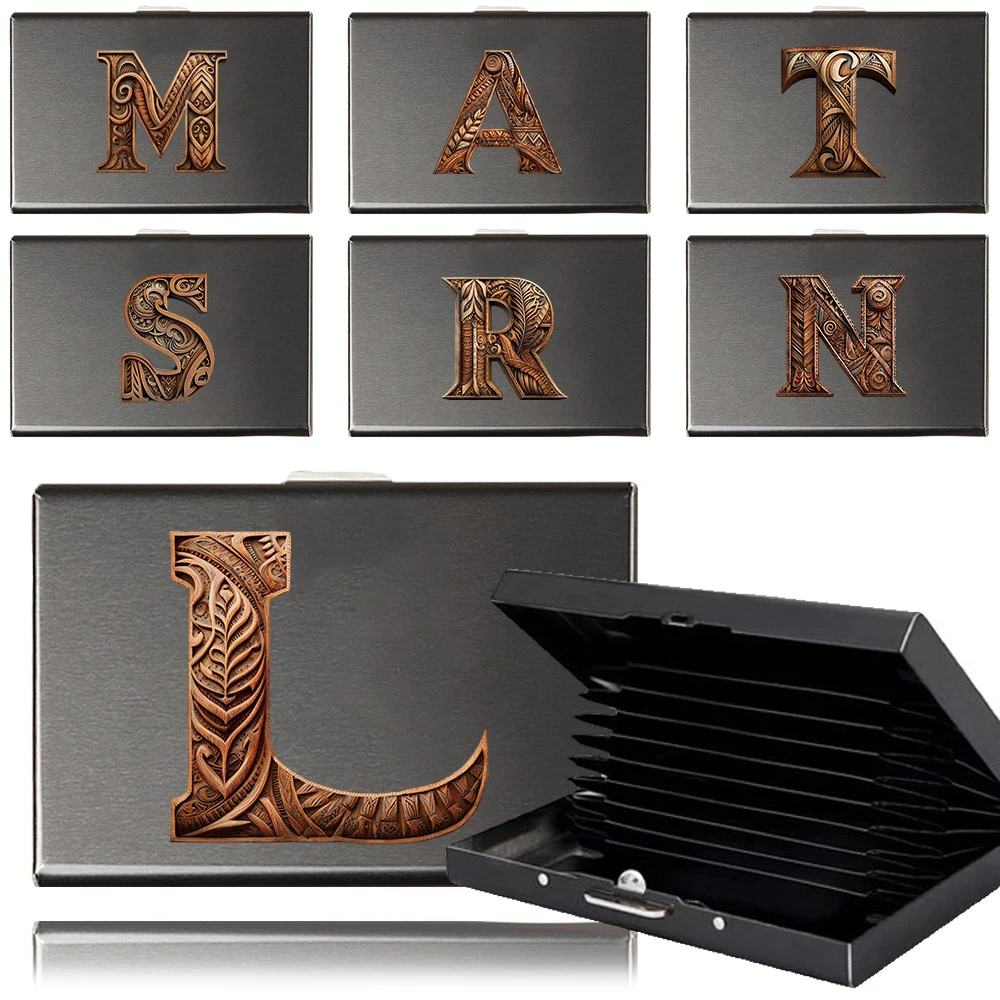caixa-de-cartao-de-armazenamento-de-metal-6-espacos-para-cartoes-bloqueio-rfid-suporte-de-cartoes-de-credito-moda-fina-capa-de-identificacao-carteira-madeira-arte-serie-de-letras