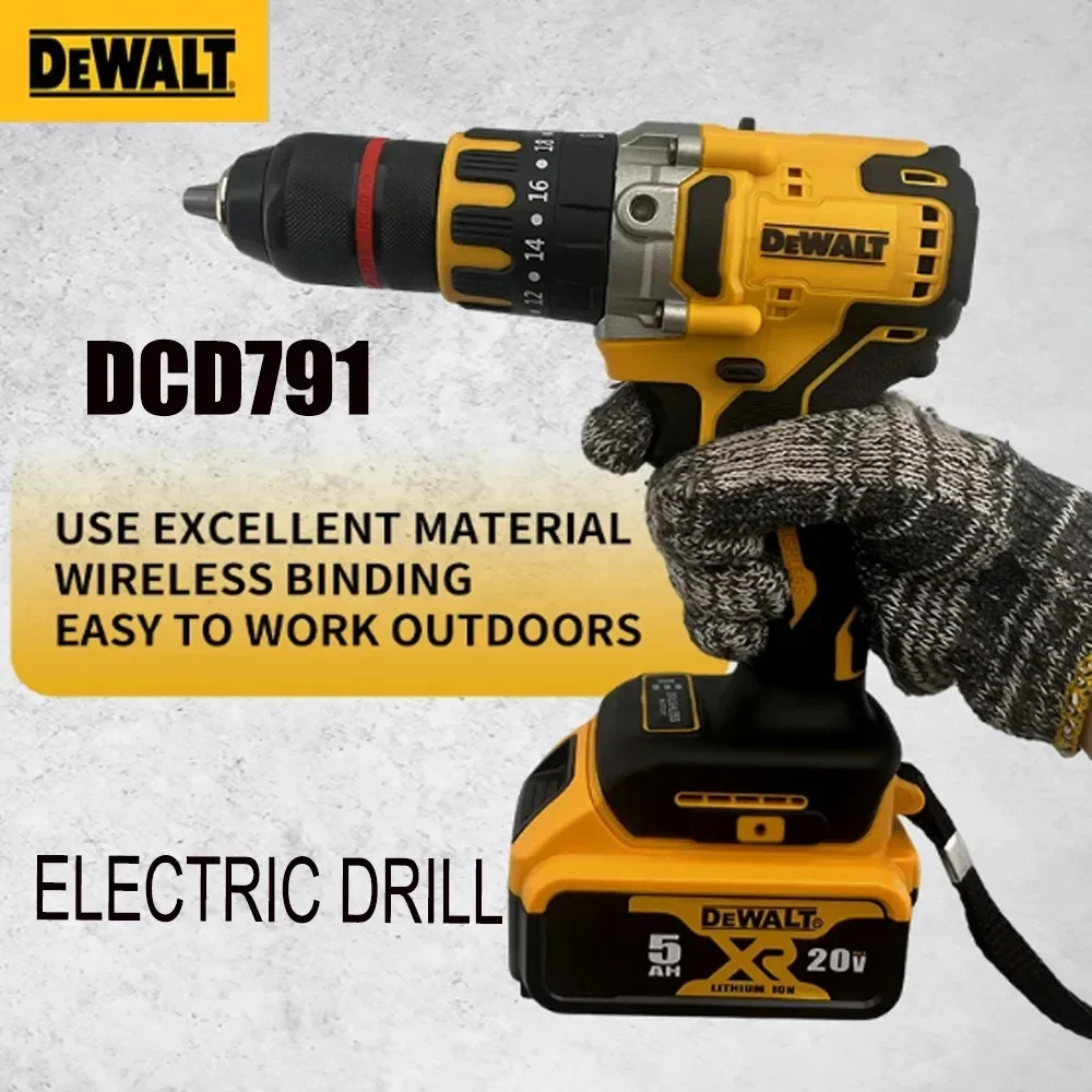 Batería recargable Dewalt de 20V, herramienta eléctrica de taladro inalámbrico portátil multifuncional recargable Dewalt DCD791