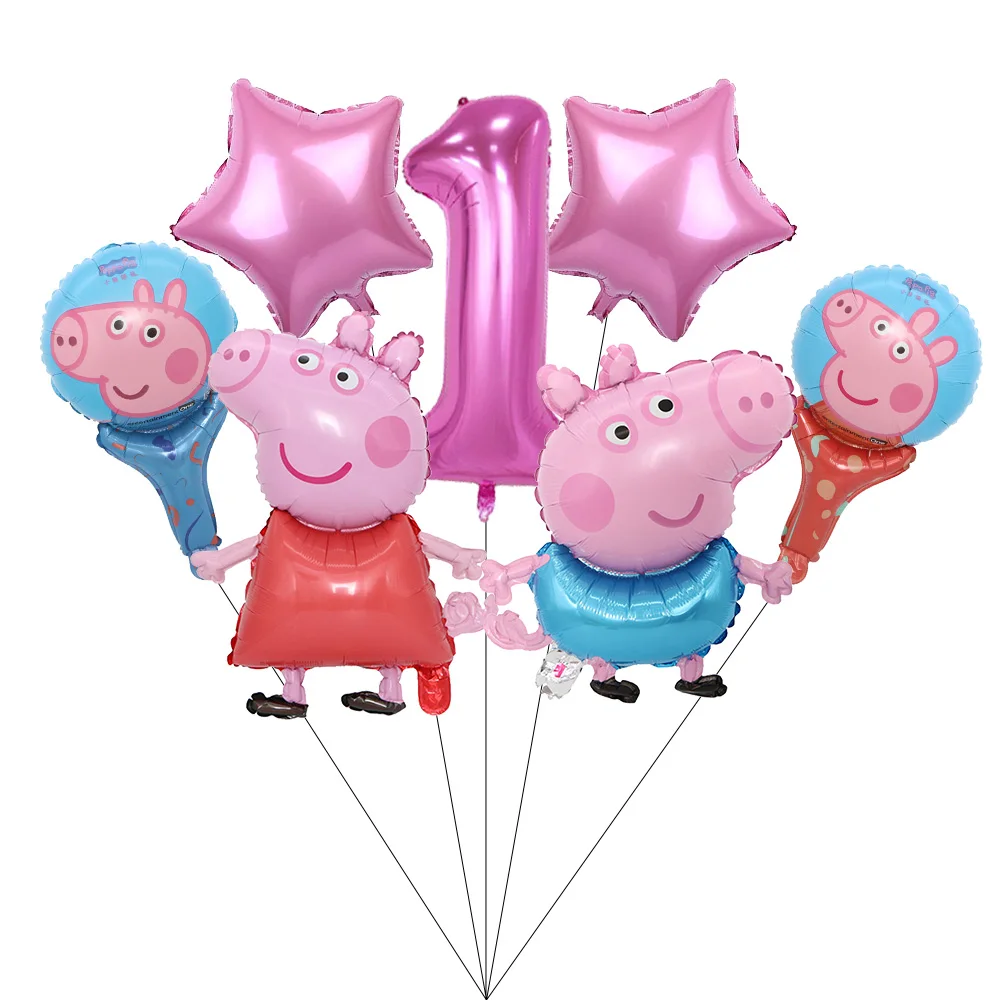 Cartoon Rosa Peppa Pig Geburtstagsparty Dekorations-Set George Pig Partyzubehör Teller Kindergeburtstag Geschenke Babyparty – Detail 2