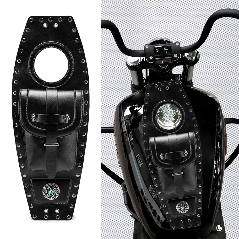 Motorcycle Saddlebags Skull Studded Side Luggage Bags with Combination Lock for Harley Chopper Cruiser Bobber