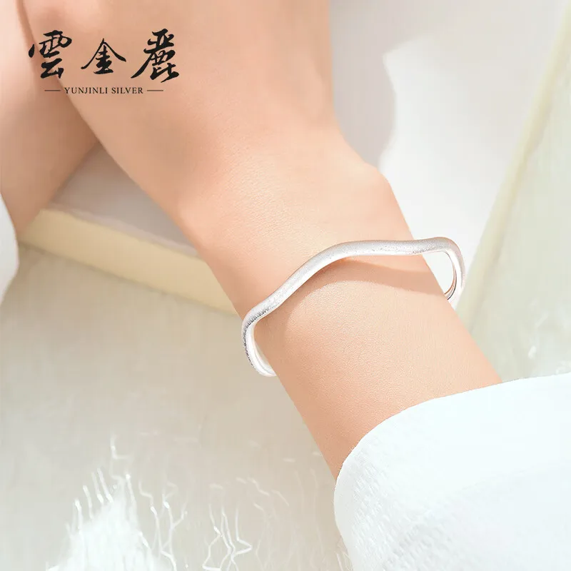 Yunjinli Silver Bracelet Female Young 999 Pure Silver Bracelet Silver Bracelet Small and Simple Personalized Jewelry Confession