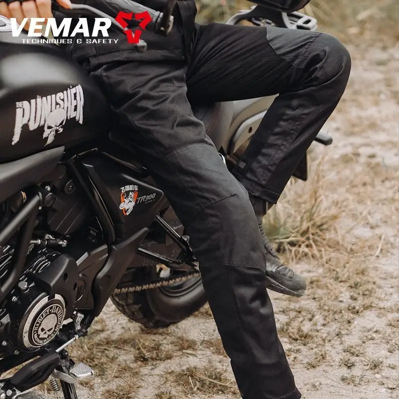 VEMAR Motorcycle Cycling Suit Men's Summer Mesh Breathable Anti-drop Large Size Locomotive Cycling Pants Bicycle CE Protective