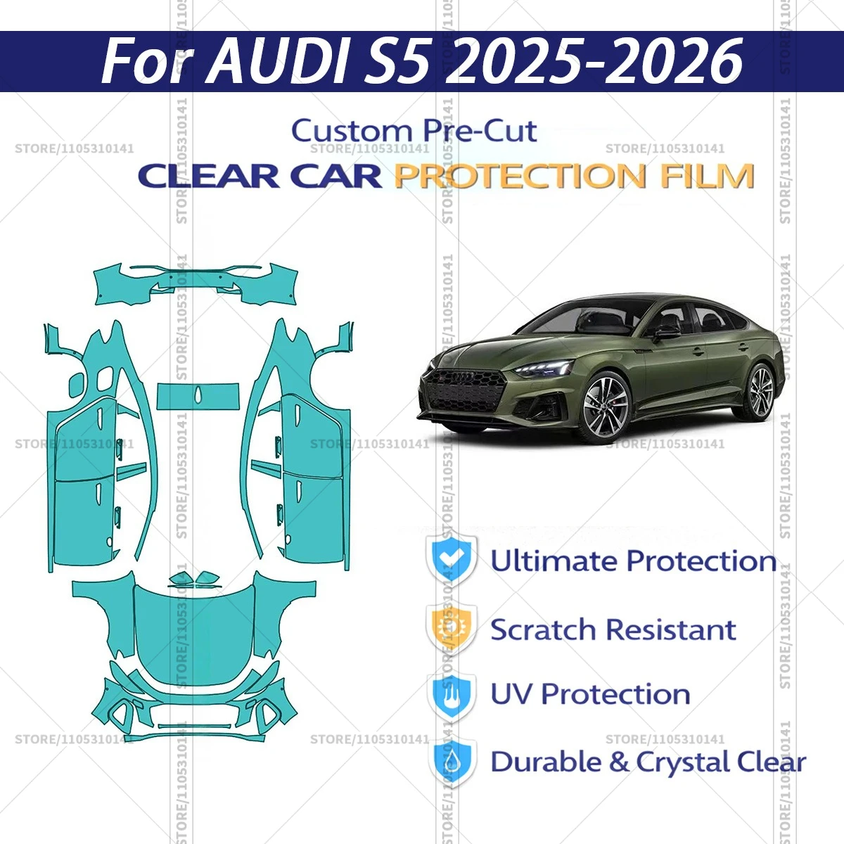

Защитная пленка PPF для Audi S5 2025-2026, предварительно вырезанная, прозрачная, профессиональная автомобильная пленка для полной оклейки кузова