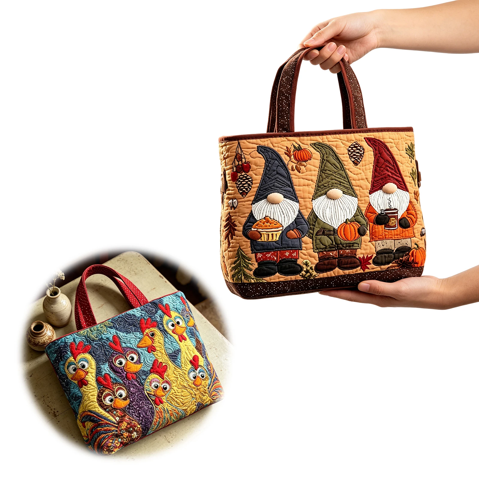 Floral Pattern Totes Large Capacity Cute Printed Quilting Totes Oxford Cloth Tote Bag for Shopping And Outdoor Family Outings