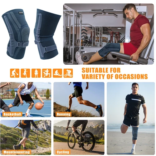 Imagen 2 del producto Rodillera NEENCA con almohadilla para rótula y estabilizadores laterales, soporte de manga de compresión de rodilla para mujeres y hombres ACL/PCL, deportes para correr