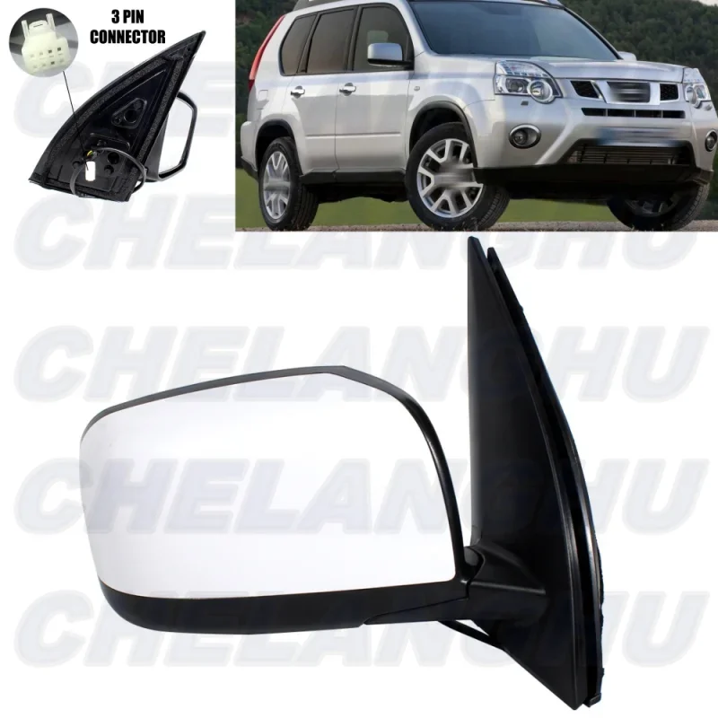 

For Nissan X-Trail T32 2008 2009 2010 2011 2012 2013 Right Side 3 Pins White Paintable Power Adjust Mirror Assembly