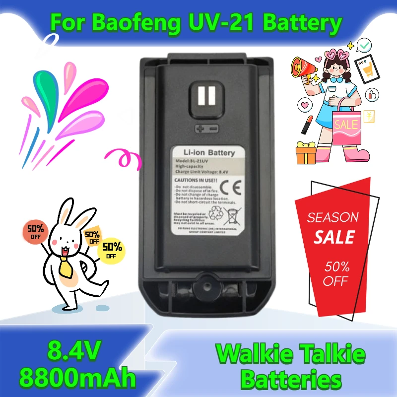 

8.4V 8800mAh Walkie Talkie Batteries for Baofeng UV-21 PRO UV-21R Battery Whit Type-C Charging Prot